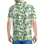 Watercolor Ivy Leaf Pattern Print Men's Polo Shirt