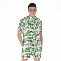 Watercolor Ivy Leaf Pattern Print Men's Romper