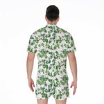 Watercolor Ivy Leaf Pattern Print Men's Rompers
