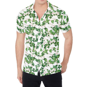 Watercolor Ivy Leaf Pattern Print Men's Shirt