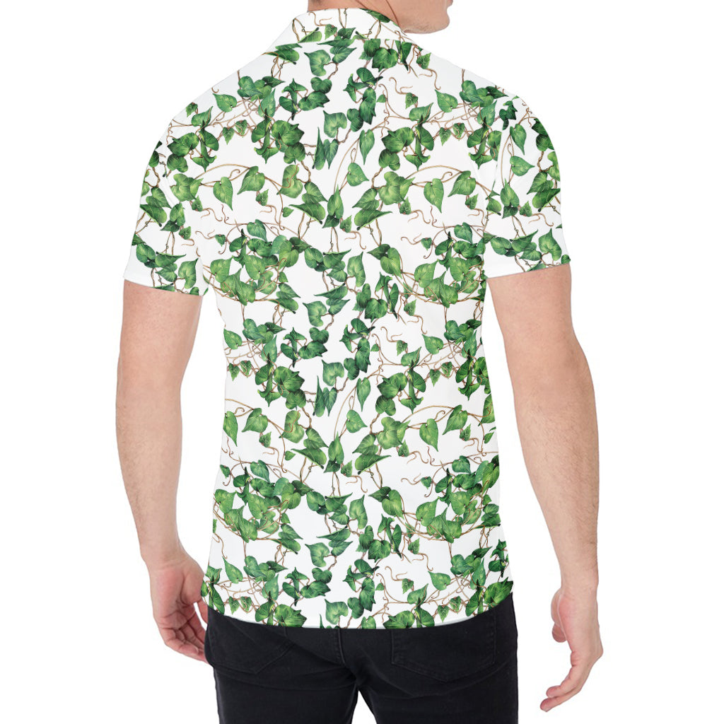 Watercolor Ivy Leaf Pattern Print Men's Shirt