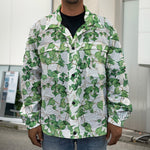 Watercolor Ivy Leaf Pattern Print Men's Shirt Jacket