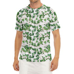 Watercolor Ivy Leaf Pattern Print Men's Short Sleeve Rash Guard