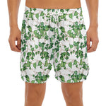 Watercolor Ivy Leaf Pattern Print Men's Split Running Shorts