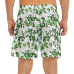 Watercolor Ivy Leaf Pattern Print Men's Split Running Shorts