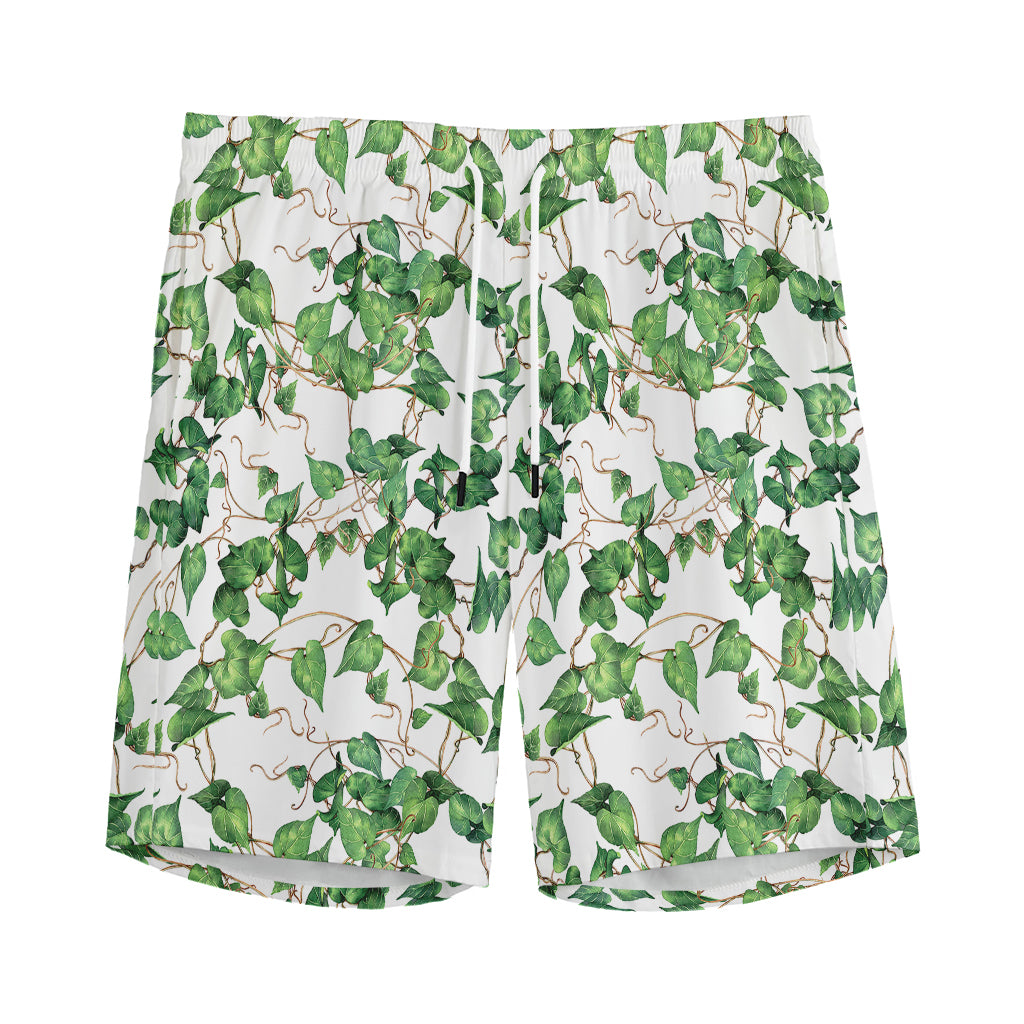 Watercolor Ivy Leaf Pattern Print Men's Sports Shorts