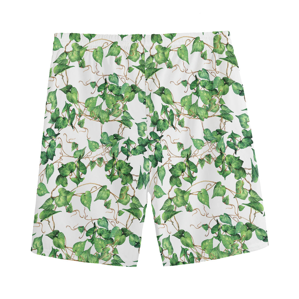 Watercolor Ivy Leaf Pattern Print Men's Sports Shorts