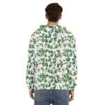 Watercolor Ivy Leaf Pattern Print Men's Velvet Pullover Hoodie