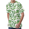 Watercolor Ivy Leaf Pattern Print Men's Velvet T-Shirt