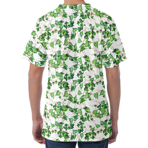 Watercolor Ivy Leaf Pattern Print Men's Velvet T-Shirt