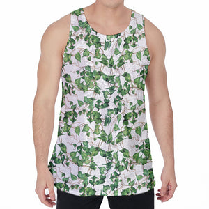 Watercolor Ivy Leaf Pattern Print Men's Velvet Tank Top