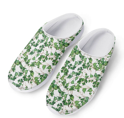 Watercolor Ivy Leaf Pattern Print Mesh Casual Shoes