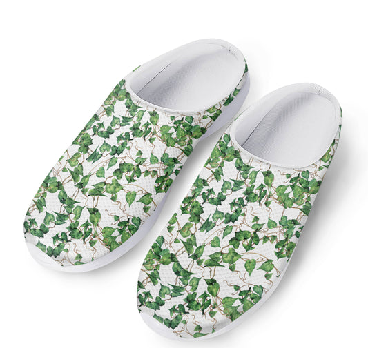 Watercolor Ivy Leaf Pattern Print Mesh Casual Shoes