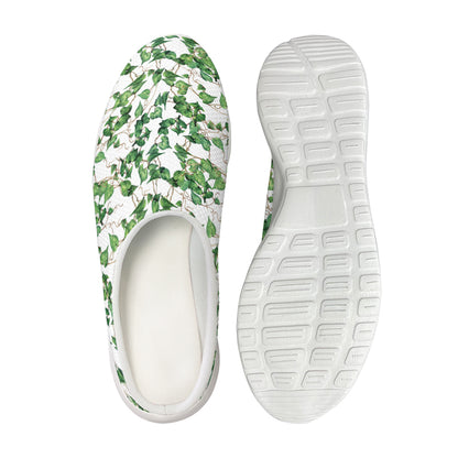 Watercolor Ivy Leaf Pattern Print Mesh Casual Shoes