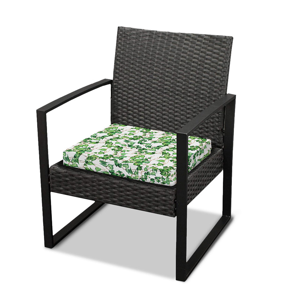 Watercolor Ivy Leaf Pattern Print Outdoor Seat Cushion Cover