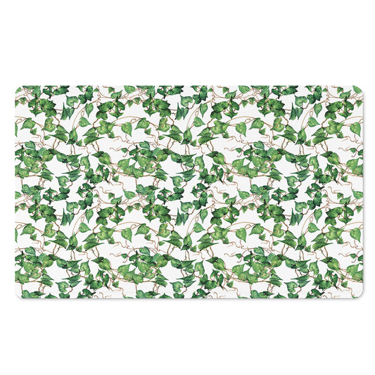 Watercolor Ivy Leaf Pattern Print Polyester Doormat