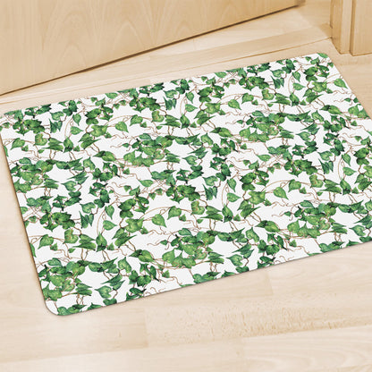 Watercolor Ivy Leaf Pattern Print Polyester Doormat
