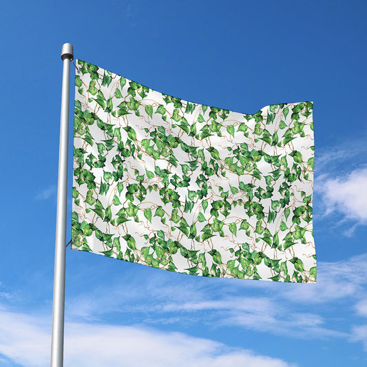 Watercolor Ivy Leaf Pattern Print Polyester Flag