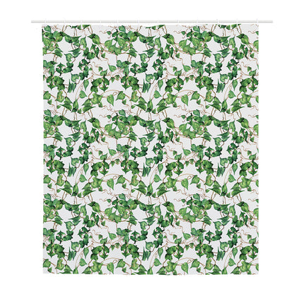 Watercolor Ivy Leaf Pattern Print Polyester Shower Curtain