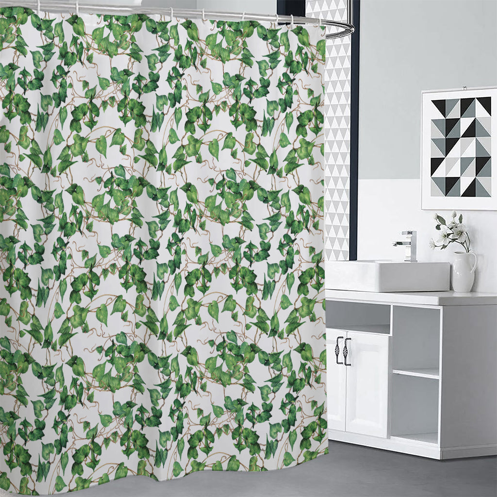 Watercolor Ivy Leaf Pattern Print Premium Shower Curtain