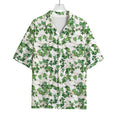 Watercolor Ivy Leaf Pattern Print Rayon Hawaiian Shirt