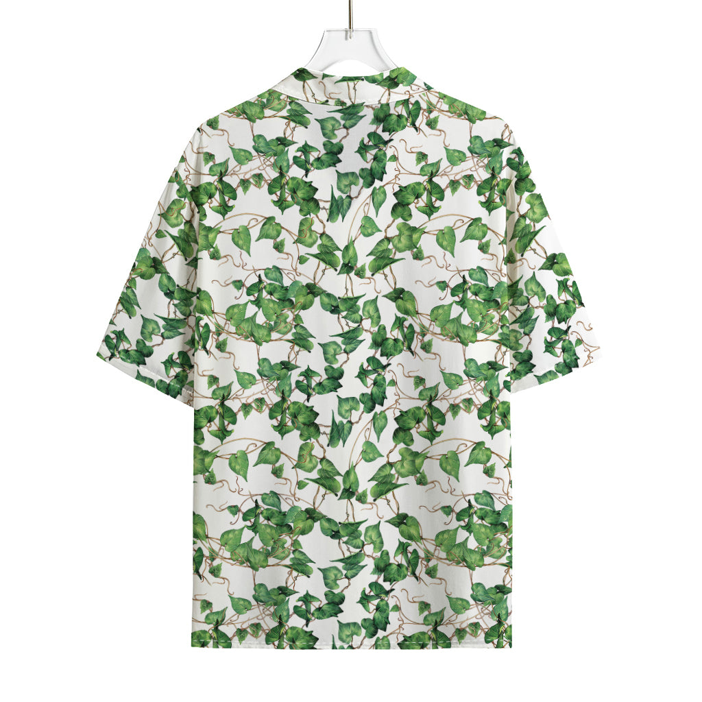 Watercolor Ivy Leaf Pattern Print Rayon Hawaiian Shirt