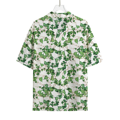 Watercolor Ivy Leaf Pattern Print Rayon Hawaiian Shirt