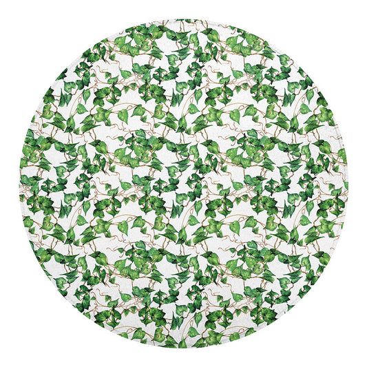 Watercolor Ivy Leaf Pattern Print Round Blanket