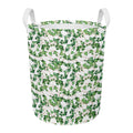 Watercolor Ivy Leaf Pattern Print Round Laundry Basket