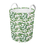 Watercolor Ivy Leaf Pattern Print Round Laundry Basket