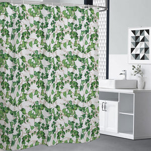 Watercolor Ivy Leaf Pattern Print Shower Curtain