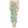 Watercolor Ivy Leaf Pattern Print Side Slit Maxi Skirt