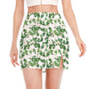 Watercolor Ivy Leaf Pattern Print Side Slit Mini Skirt