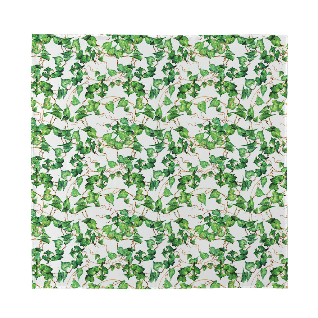 Watercolor Ivy Leaf Pattern Print Silk Bandana