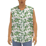 Watercolor Ivy Leaf Pattern Print Sleeveless Baseball Jersey