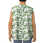 Watercolor Ivy Leaf Pattern Print Sleeveless Baseball Jersey