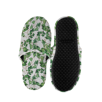 Watercolor Ivy Leaf Pattern Print Slippers