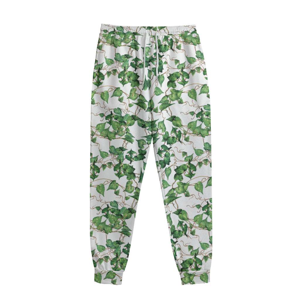 Watercolor Ivy Leaf Pattern Print Sweatpants