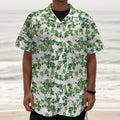 Watercolor Ivy Leaf Pattern Print Textured Short Sleeve Shirt
