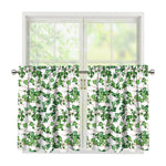 Watercolor Ivy Leaf Pattern Print Tier Curtains