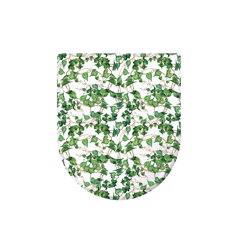 Watercolor Ivy Leaf Pattern Print Toilet Lid Cover