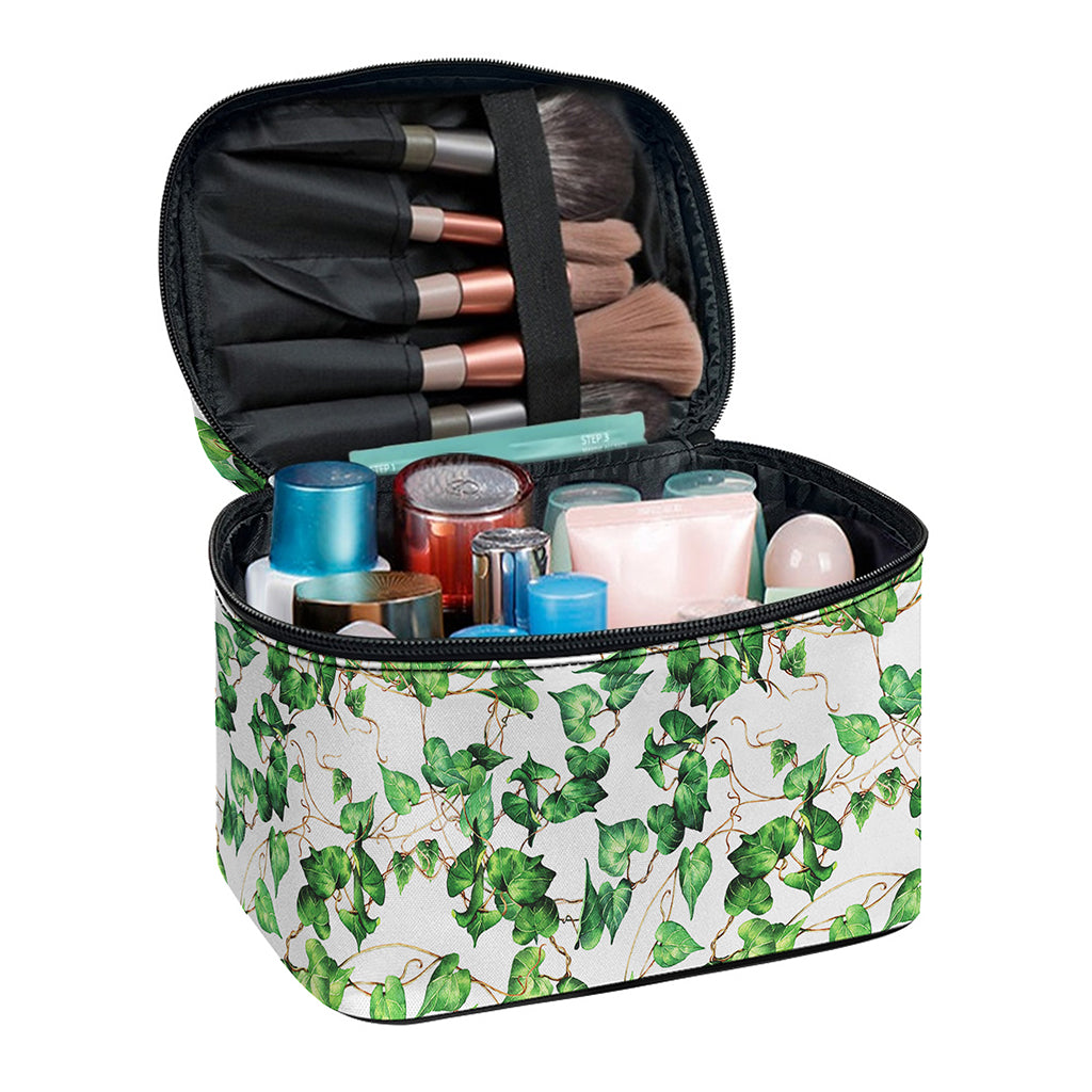 Watercolor Ivy Leaf Pattern Print Travel Makeup Bag
