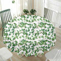 Watercolor Ivy Leaf Pattern Print Waterproof Round Tablecloth