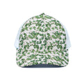 Watercolor Ivy Leaf Pattern Print White Mesh Trucker Hat