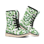 Watercolor Ivy Leaf Pattern Print Winter Boots