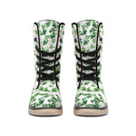 Watercolor Ivy Leaf Pattern Print Winter Boots