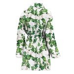 Watercolor Ivy Leaf Pattern Print Women's Bathrobe