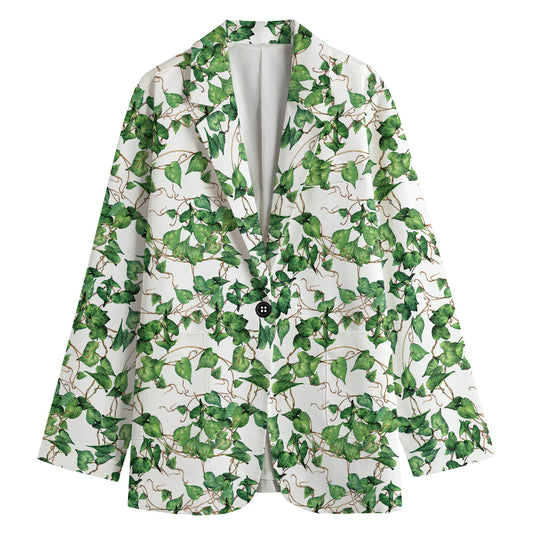 Watercolor Ivy Leaf Pattern Print Women's Blazer