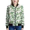 Watercolor Ivy Leaf Pattern Print Women's Bomber Jacket