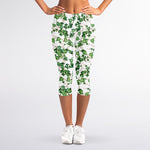 Watercolor Ivy Leaf Pattern Print Women's Capri Leggings